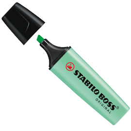 Evidenziatore Boss Original Pastel - punta a scalpello - tratto da 2,0- 5,0mm -  colore  verde menta - Stabilo