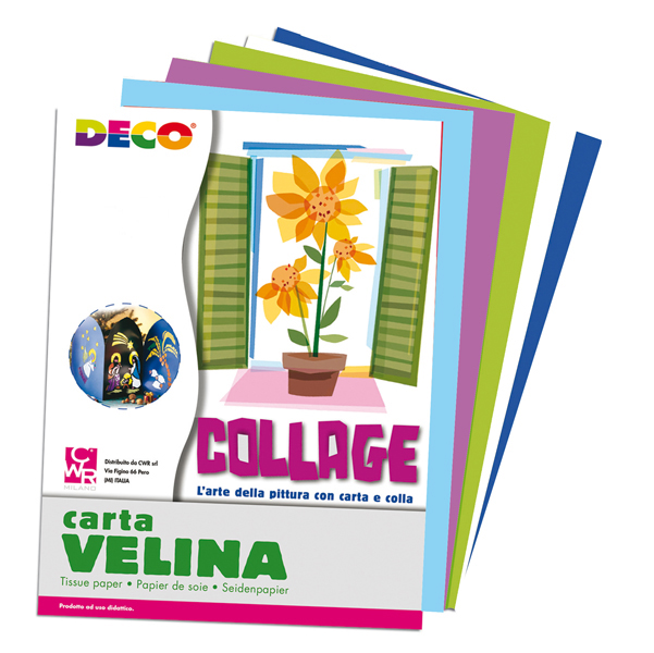 Carta velina - 50x76cm - assortimento 5 colori freddi - CWR - busta 25 fogli