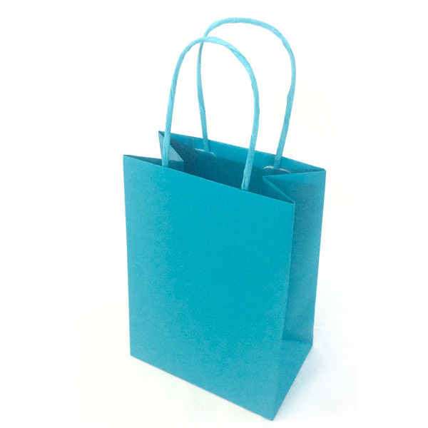 Shopper in carta - maniglie cordino - turchese - 18  x 8 x 24 cm - conf. 25 shoppers