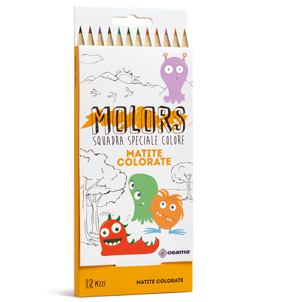 Matite colorate Molors - Osama - Astuccio 12 pastelli colorati