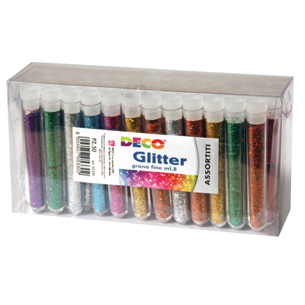 Glitter grana fine - 12ml - colori assortiti - CWR - Conf. 50 tubi