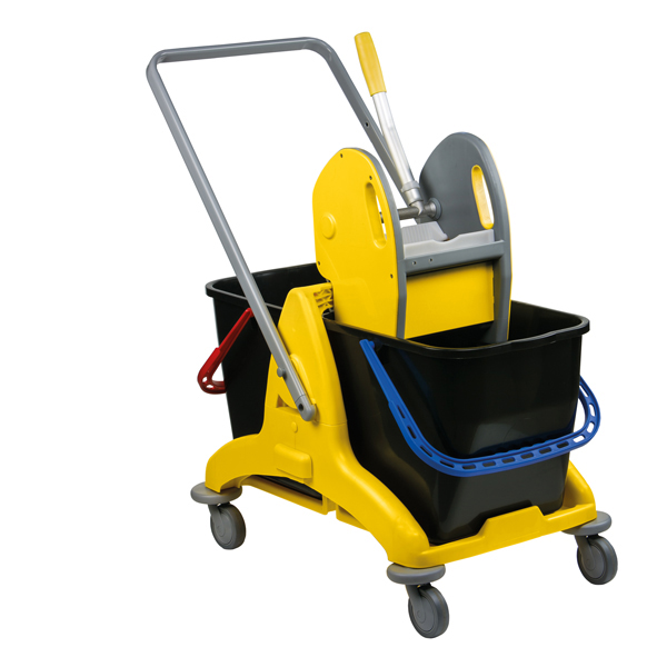 Carrello a doppia vasca Pressclean - 81x43,5x88 cm - 25+25 litri - con strizzatore - con ruote pivottanti - Medial International