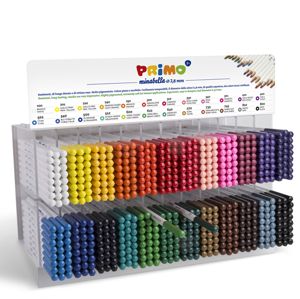 Expo da banco pastelli colorati Minabella - 24pz x 24 colori assortiti - Primo