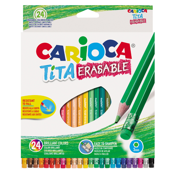 Pastelli colorati Tita cancellabile - Carioca - Astuccio 24 matite