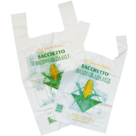 Shoppers Mater-Bi - 18 micron - 22x40 cm - soffietti 6+6 cm - bianco - Green Pack - conf. 500 pezzi