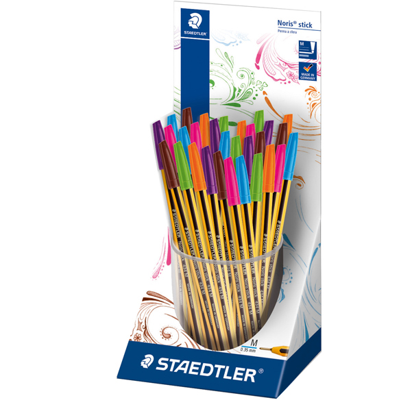 Penna a sfera Noris Stick - 6 colori moda assortiti - punta 0,35mm - Staedtler