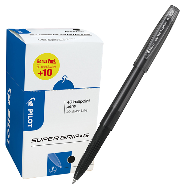 Penna a sfera Supergrip G con cappuccio - nero - punta fine 0,7mm - Pilot - value pack 40 pezzi