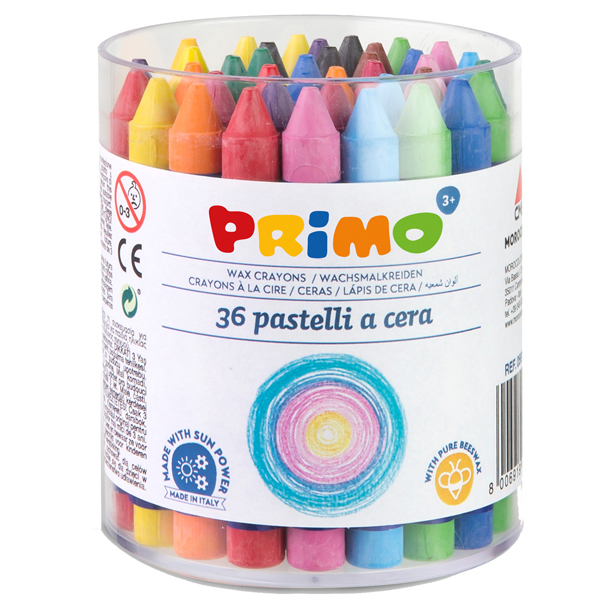 Pastelli a cera - Ø 10,5x100mm - Primo - barattolo 36 colori