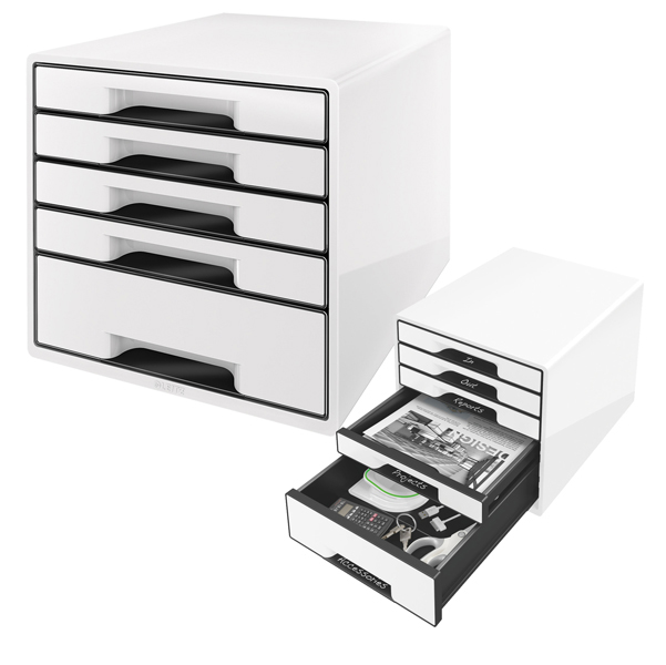 Cassettiera Drawer Cabinet Cube 5 - 28,7x27x36,3 cm - bianco - Leitz