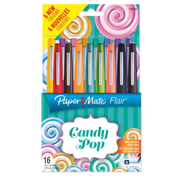 ASTUCCIO 16 COLORI CANDY POP PENNARELLO FLAIR NYLON PAPERMATE