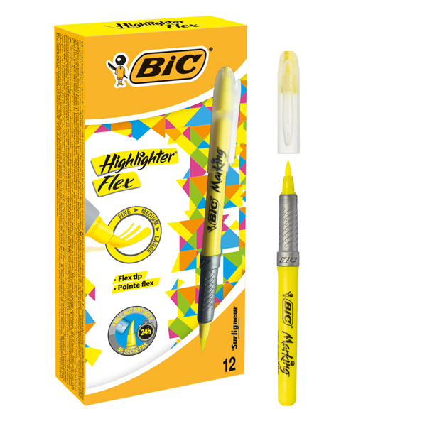 Evidenziatore Flex - giallo - Bic - conf.12 pezzi