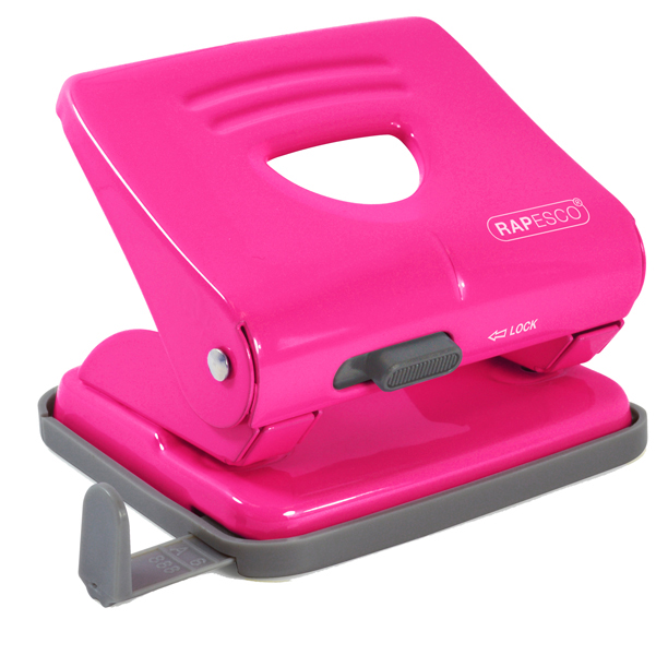 Perforatore 825 - massimo 25 fogli - 2 fori - passo 8 cm - fucsia - Rapesco