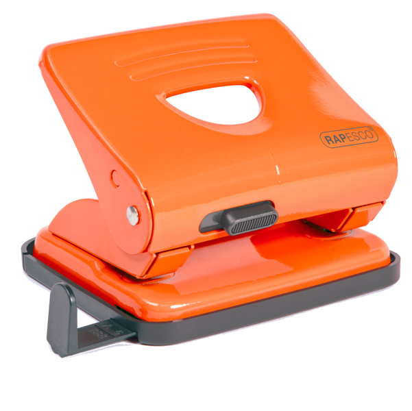 Perforatore 825 - massimo 25 fogli - 2 fori - passo 8 cm - arancio - Rapesco