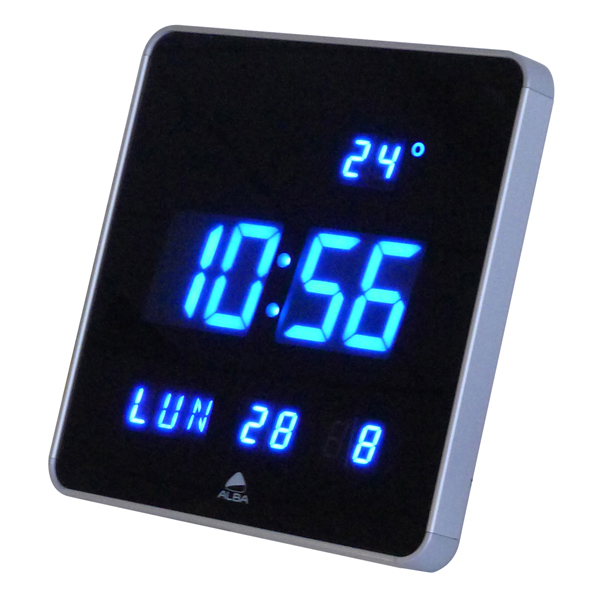 Orologio digitale da parete Led - 28x28x3,4 cm - nero - Alba