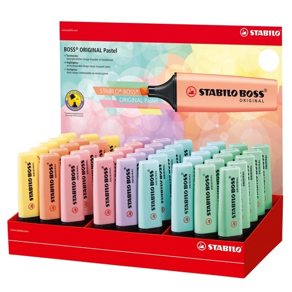 Evidenziatore Boss Original Pastel - colori assortiti - Stabilo - display 45 evidenziatori