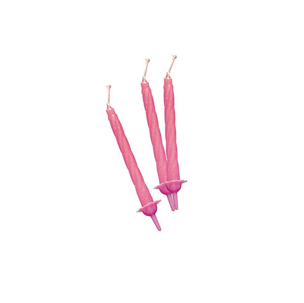 Candeline con supporto -  h.8cm - rosa - 12 pezzi - Big Party
