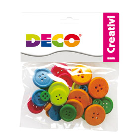 Bottoni - in legno - colori neon - CWR - Conf. 30 pezzi