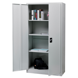 Armadio multiuso in metallo ad 2 ante battenti - 4 ripiani fissi - 90x40x181,5 cm - grigio - Bertesi