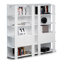 Libreria Concept a 5 ripiani - 100x38,6x198 cm - bianco/rovere - Artexport