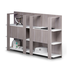 Libreria bassa Concept - 3 ripiani - 100x38,6x124 cm - bianco/frassino toscano - Artexport