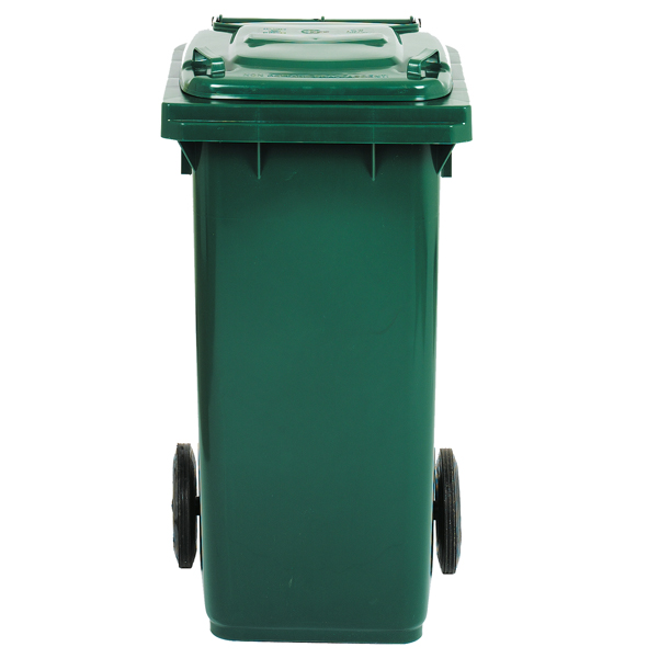 Bidone carrellato - 58x73x107 cm - 240 L - verde scuro - Mobil Plastic