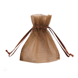 Sacchetti organza Milly - 12,5x17cm - cioccolato - 20 sacchetti - PNP