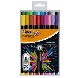 Astuccio fineliner Intensity - punta 0,8mm - colori assortiti - Bic - conf.  20 pezzi