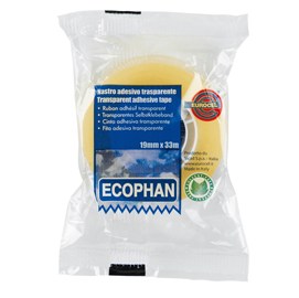 Nastro adesivo Ecophan - 19 mm x 33 mt - in caramella - trasparente - Eurocel