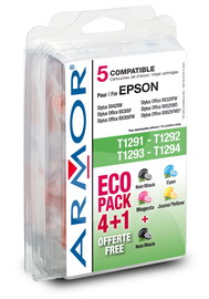 Armor - cartuccia per Epson T129 - Stylus sx425w - 2BK 2C/M/Y - conf. 5 cartucce