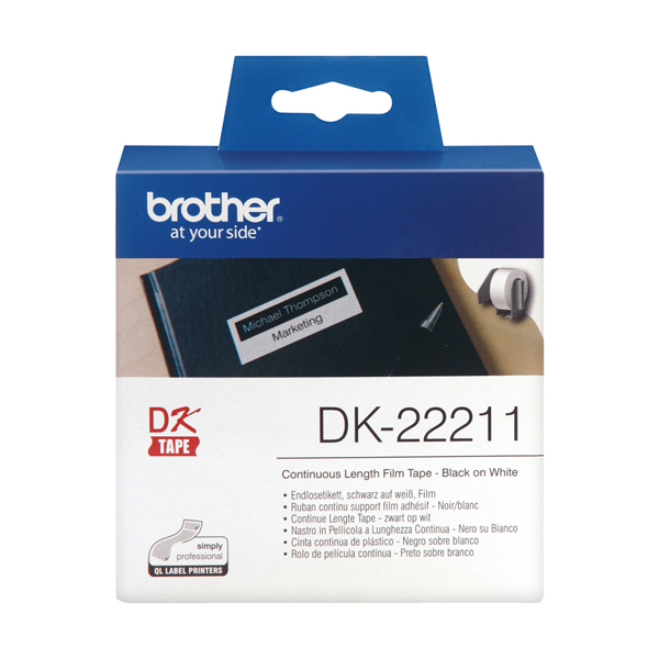 Brother - Nastro adesivo - in pellicola - Nero/Bianco - 29mm x 15,24mt