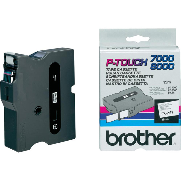 Brother - Nastro -  Bianco/Nero - TX241 - 18mm x7,7mt