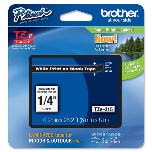 Brother - Nastro - Bianco/Nero - TZE315 - 6mm x 8mt