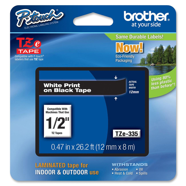 Brother - Nastro - Bianco/Nero - TZE335 - 12mm x 8mt