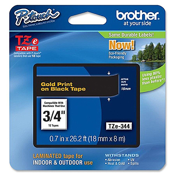 Brother - Nastro  - Oro/Nero - TZE344 - 18mm x 8mt