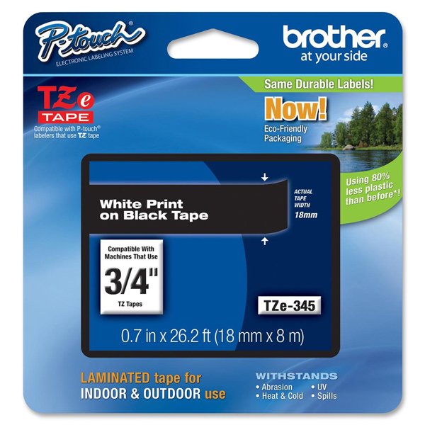 Brother - Nastro -  Bianco/Nero - TZE345 - 18mm x 8mt