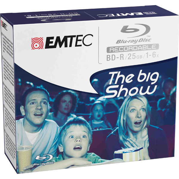 Emtec - Blu Ray - registrabile  25GB, 1/6x jewel case - Conf. 5 pz