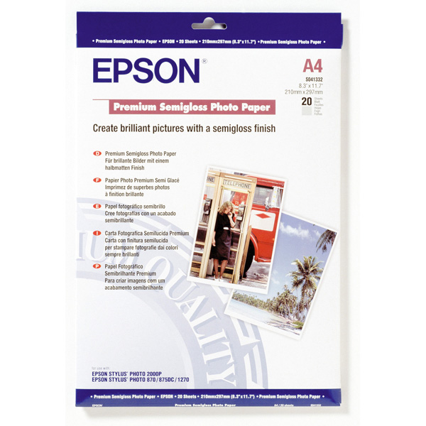 Epson - Premium Semi-Gloss Photo Paper - A4 - 20 Fogli - C13S041332