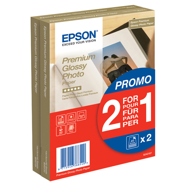 Epson - Premium Glossy Photo Paper - 10x15cm - 2x 40 Fogli - C13S042167