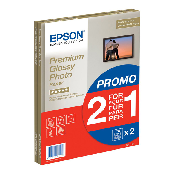 Epson - Premium Glossy Photo Paper - A4 - 2x 15 Fogli - C13S042169