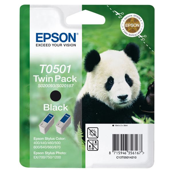 Epson - cartuccia - C13T05014210 - nero, doppia Stylus col 400/440/460/600/640/660/670, Stylus photo 700/750, blister RS