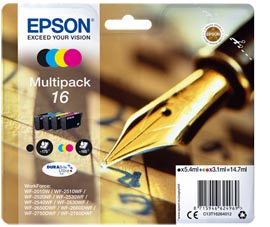 Epson - Multipack Cartuccia ink - 16 - C/M/Y/K -  C13T16264012 - C/M/Y 3,1ml cad - K 5,4ml