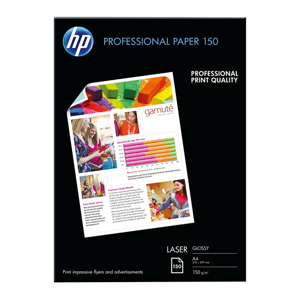 Hp - Confezione da 150 Fogli Carta professionale per stampe laser Hp lucida 150 g/m² A4/210 x 297 mm - CG965A