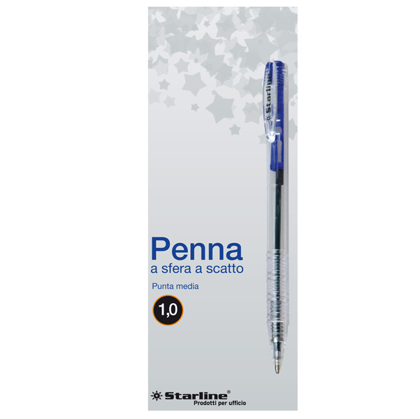 Penna a sfera a scatto  - punta 1,0mm - blu - Starline - conf. 20 pezzi