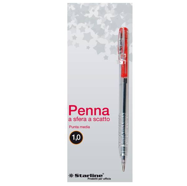 Penna a sfera a scatto  - punta 1,0mm - rosso - Starline - conf. 20 pezzi