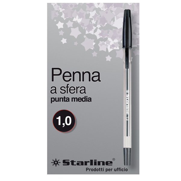 Penna a sfera con cappuccio - punta media 1,0mm - nero  - Starline -  conf. 50 pezzi