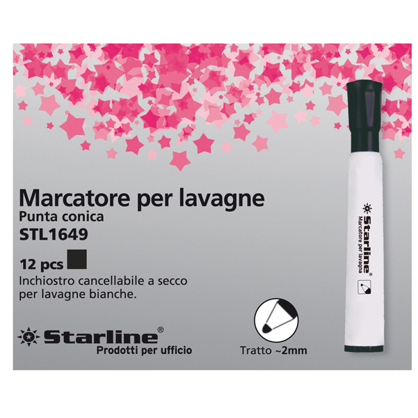 Marcatore per lavagne cancellabili Starline - punta tonda 2,0mm - nero - Starline