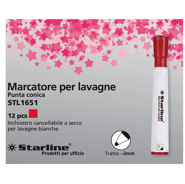 Marcatore per lavagne cancellabili Starline - punta tonda 2,0mm - rosso - Starline