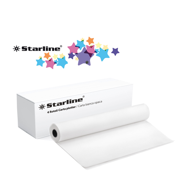 Carta plotter - stampa inkjet - 610 mm x 50 mt - 80 gr - opaca - bianco - Starline