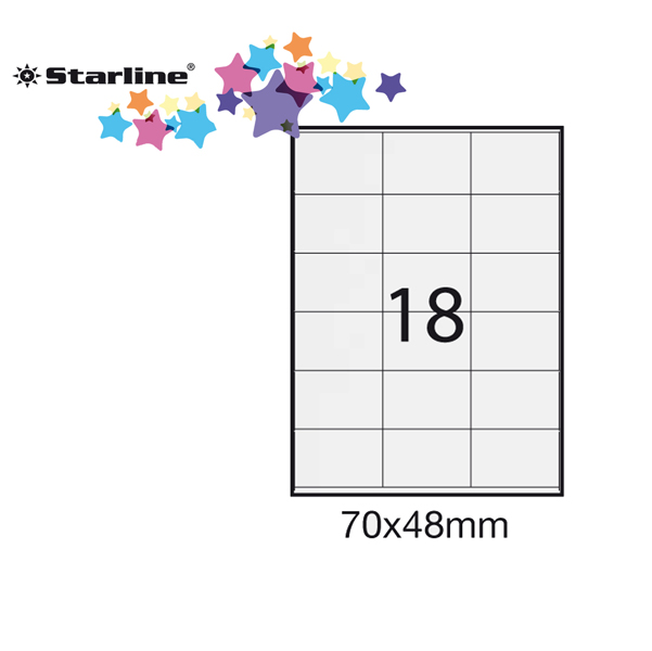 Bianco Conf. 100 Etichette Adesive Starline 70x48 mm 