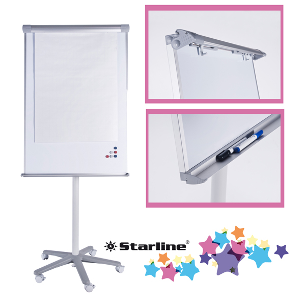 Lavagna portablocco mobile - 70x100 cm - bianco - Starline